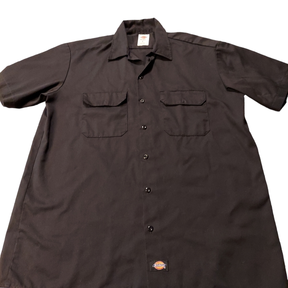 Dickies Mens Work Shirt Black Button up Size L gently worn